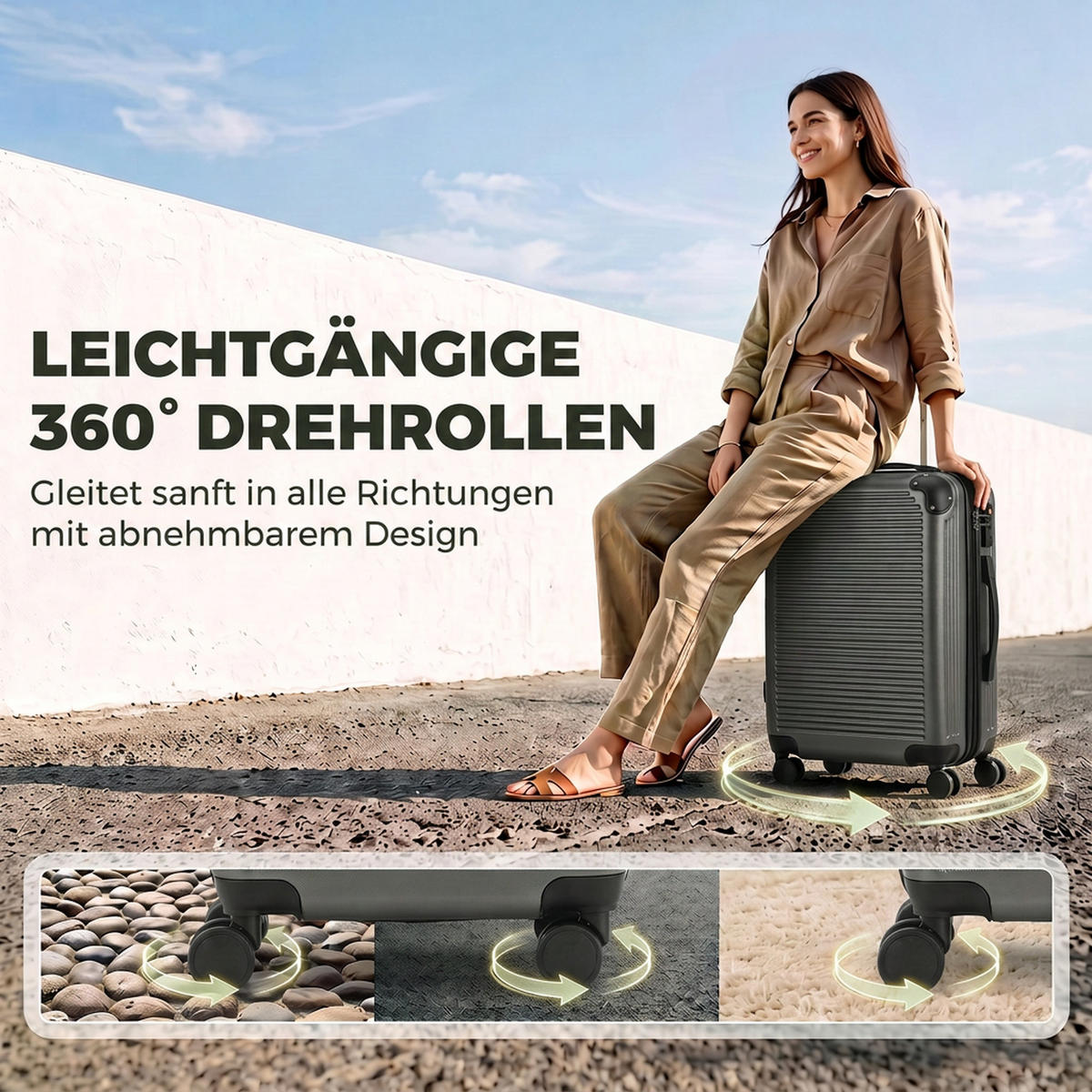 KOFFER ABS Dunkelgrau - Dunkelgrau, Kunststoff (36/56/24cm) - HOMCOM