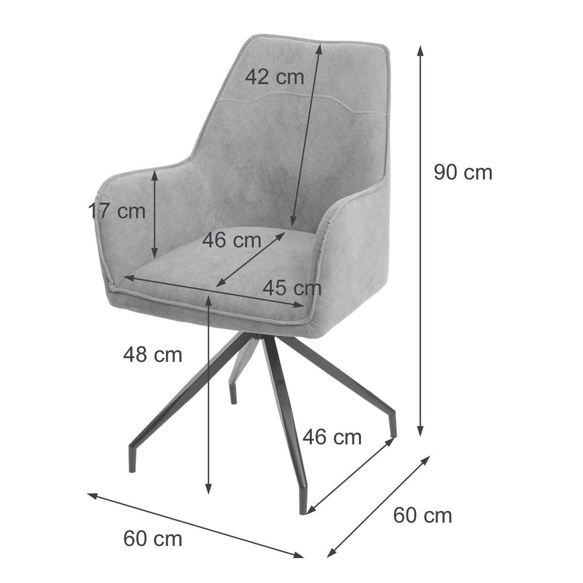ESSZIMMERSTUHL Grau - Dunkelgrau/Grau, Textil (59/91/60cm) - Jamb