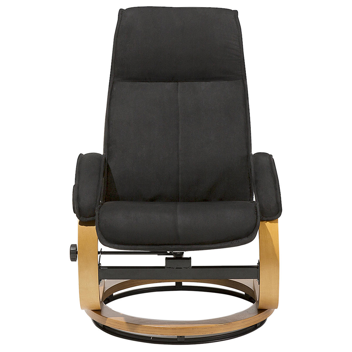 MASSAGESESSEL mit Fußhocker Polyester Schwarz Hero - Schwarz, Holz/Textil (50/102/75cm) - Beliani