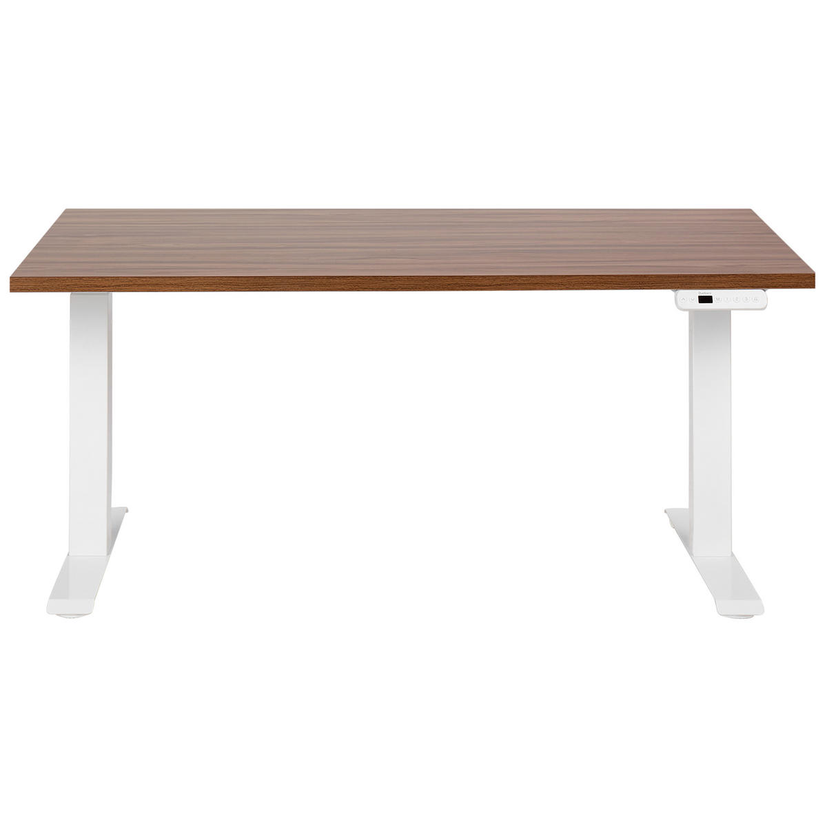 SCHREIBTISCH braunweiß 160/72 cm elektrisch höhenverstellbar Destin III - Dunkelbraun/Weiß, Holz (72/160/63cm) - Beliani