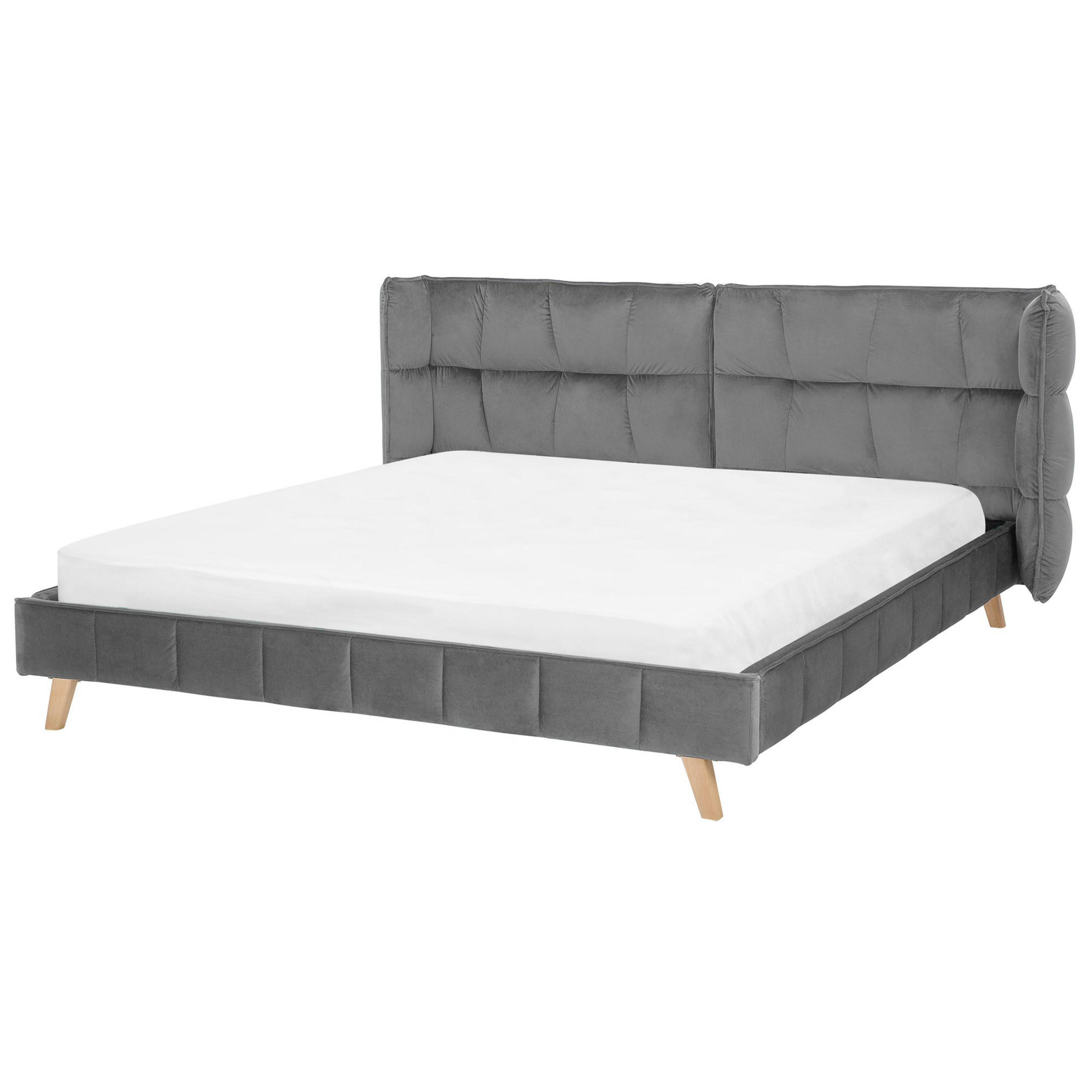 POLSTERBETT mit Lattenrost 180x200 cm Grau Senlis - Grau, Textil (180/200cm) - Beliani