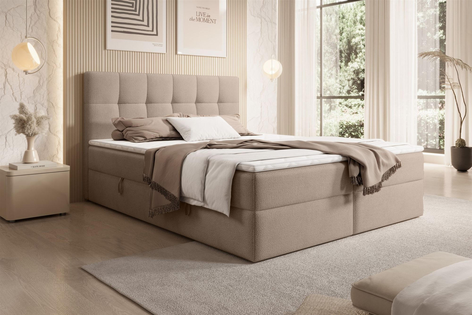 BOXBETT Arturo In Freya - Sandfarben, Holzwerkstoff/Textil (120/200cm) - Fun Möbel