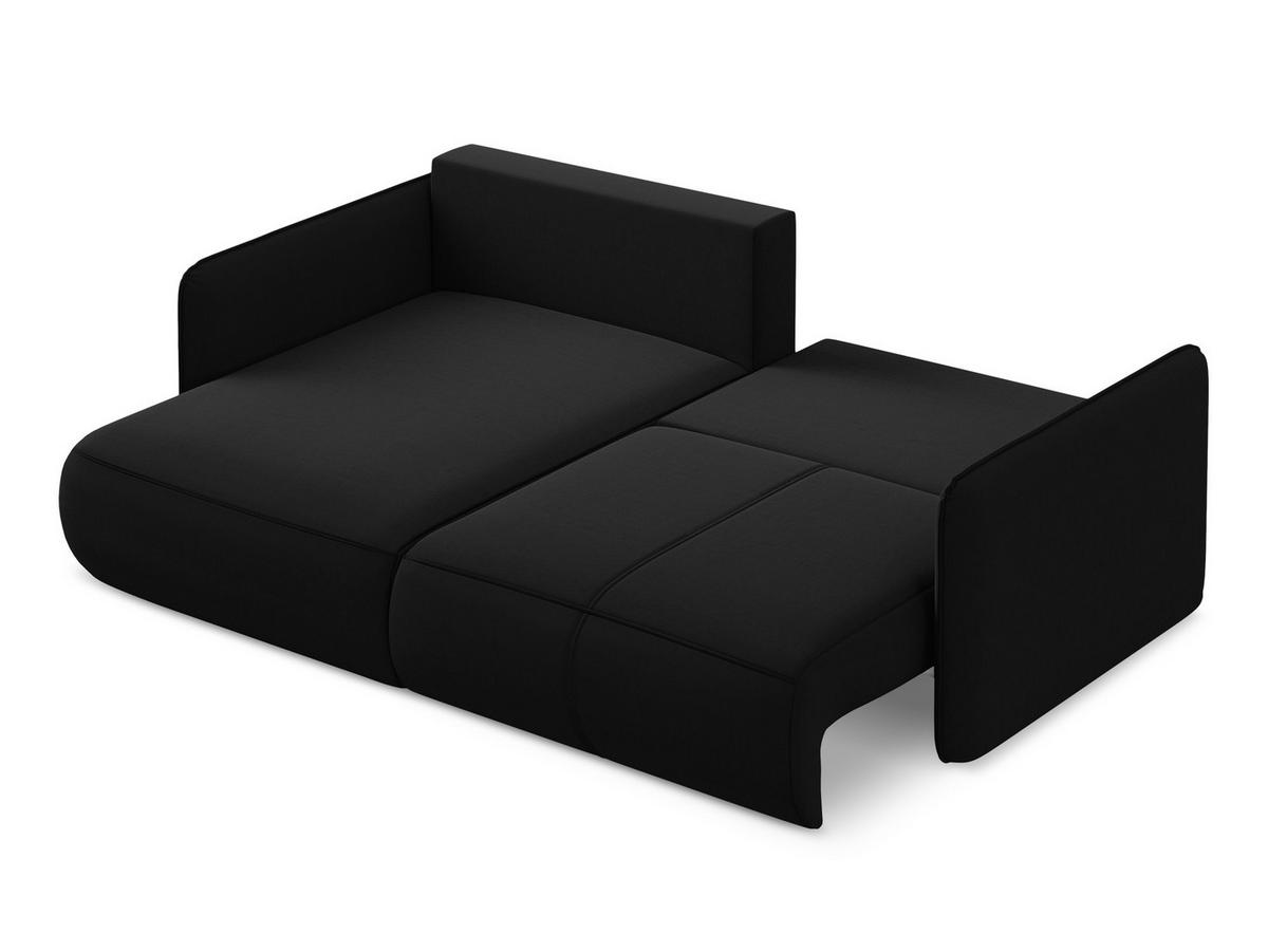 ECKSOFA mit Schlaffunktion Samt Stoff Schwarz - Schwarz, Kunststoff/Textil (148/207cm) - Makamii