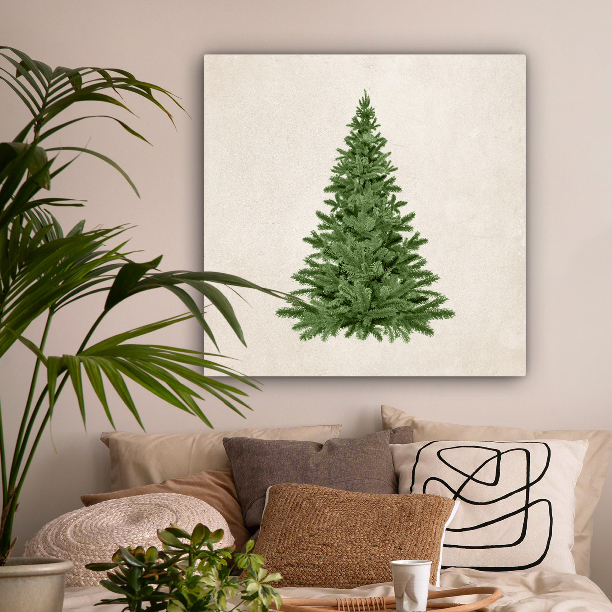 LEINWANDBILD Weihnachtsbaum - Grün - Weihnachten - Feiertage 90x90 cm - Olivgrün, Textil (90/90cm) - MuchoWow