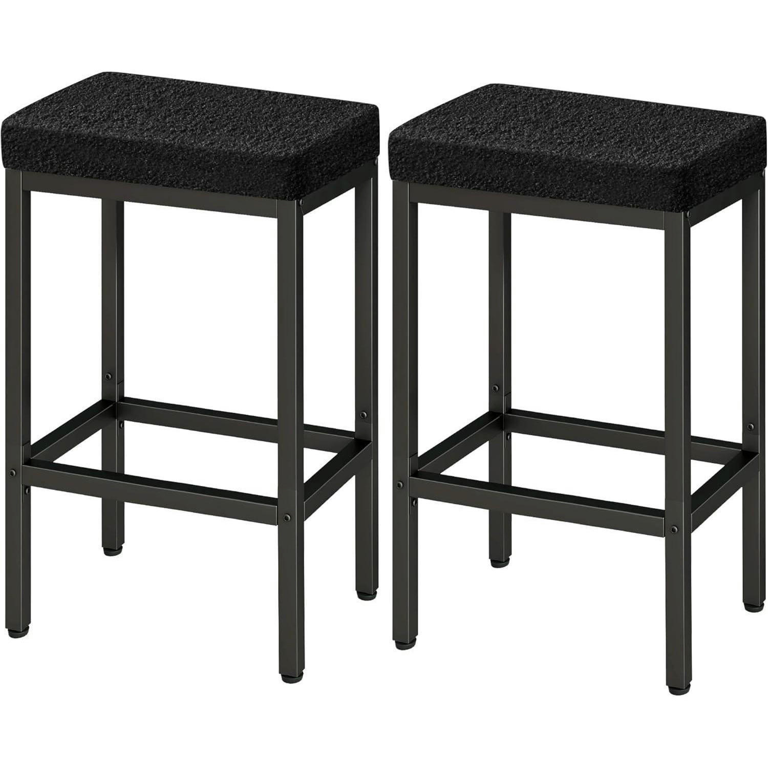 BARHOCKER 2er Set 66 cm Schwarz Metall Gestell - Schwarz, Textil (42/66/29cm)