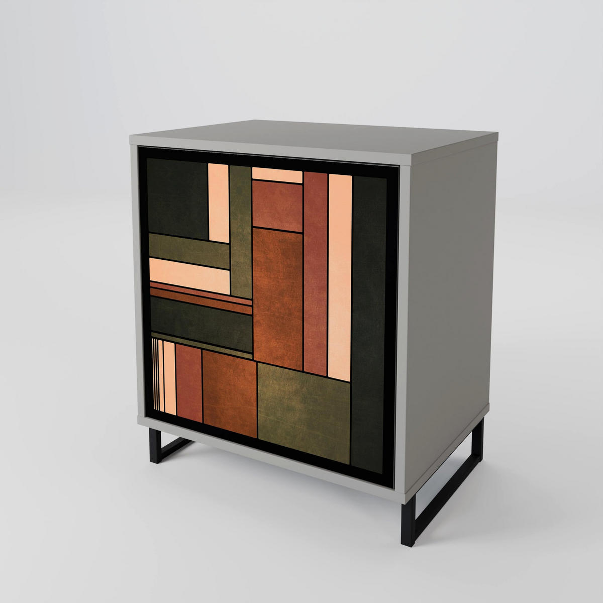 SIDEBOARD FIGURES OF NATURE, Grau, 57,5x42x75,5 cm, Goldfarbene Metallfüße - Goldfarben/Multicolor, Holzwerkstoff/Metall (57.5/75.5/42cm) - SpaceRebels