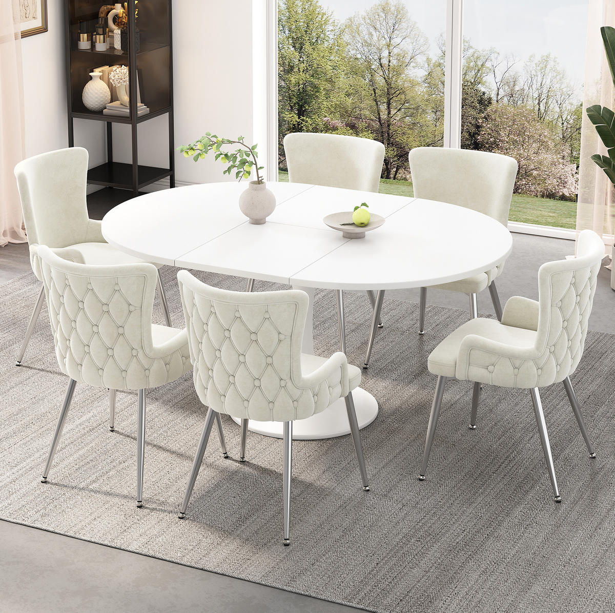 ESSZIMMERSTUHL 4er-Set Samt Beige mit Metallbeinen - Beige, Metall (47/85/49.1cm) - Meubliv