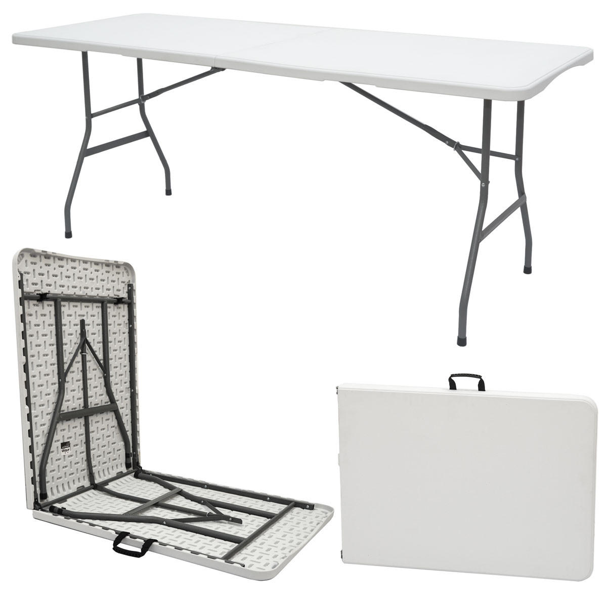 GARTEN-SITZGRUPPE für 6 Personen, 120/70cm, Weiß - Weiß, Kunststoff - Amanka