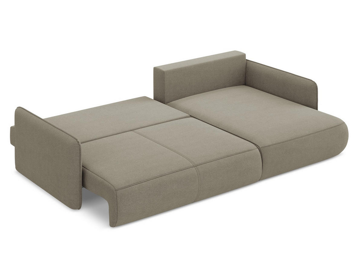 ECKSOFA mit Schlaffunktion Strukturstoff Stoff Beige - Beige/Schwarz, Kunststoff/Textil (240/148cm) - Makamii