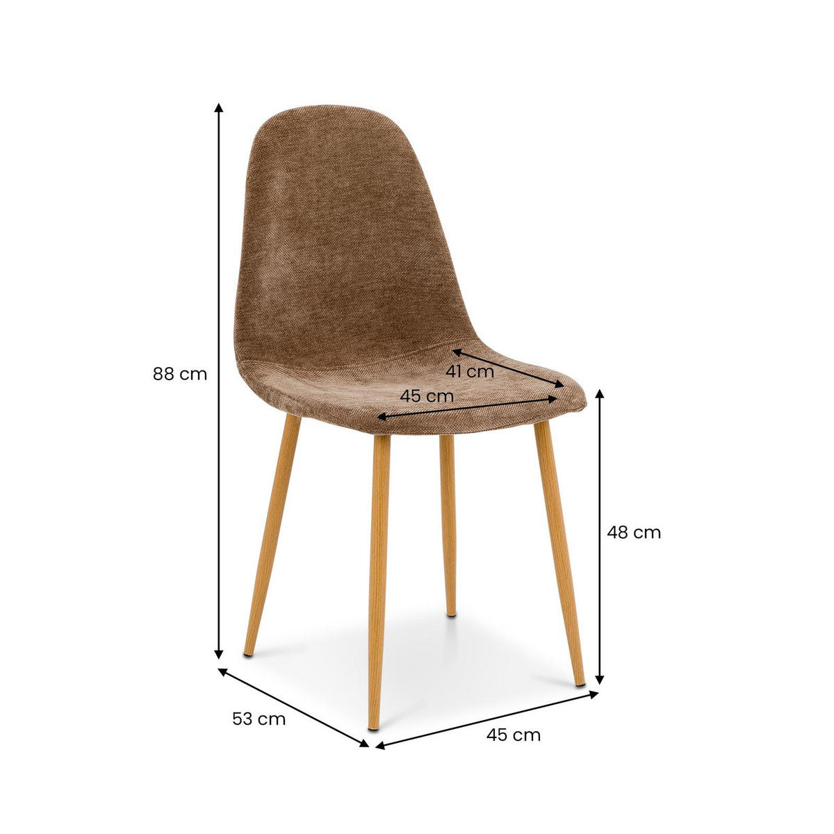 ESSZIMMERSTUHL PUNTA 4er-Set dunkelbraun - Dunkelbraun, Textil (45/86/53cm) - IDIMEX