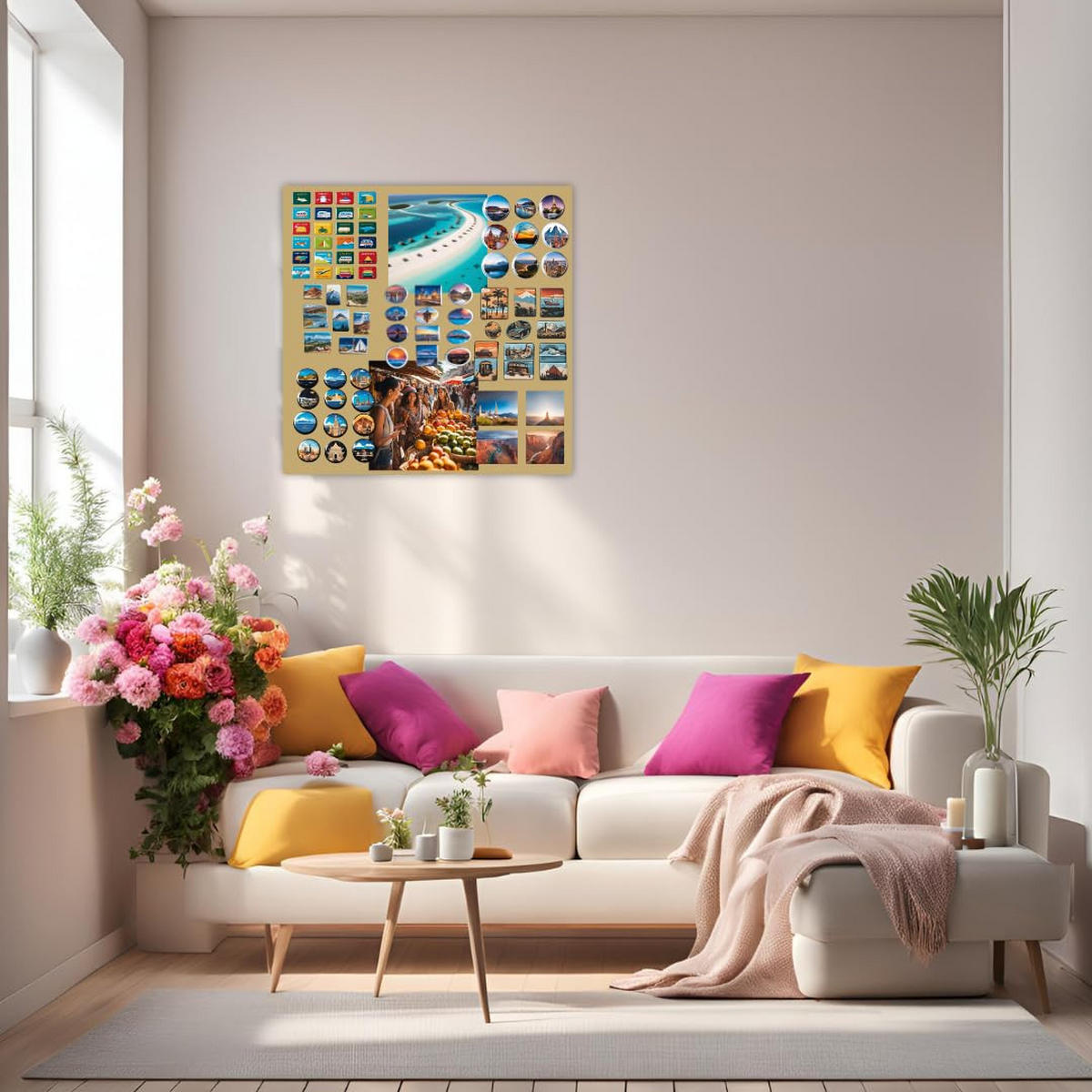 MAGNETTAFEL Klein & Groß Gold 80x80 cm - Magnetisches Stahlboard für Magnete, Fotos und Notizen, Beschreibbar - Goldfarben, Metall (80/80/0.7cm) - ANWICAR
