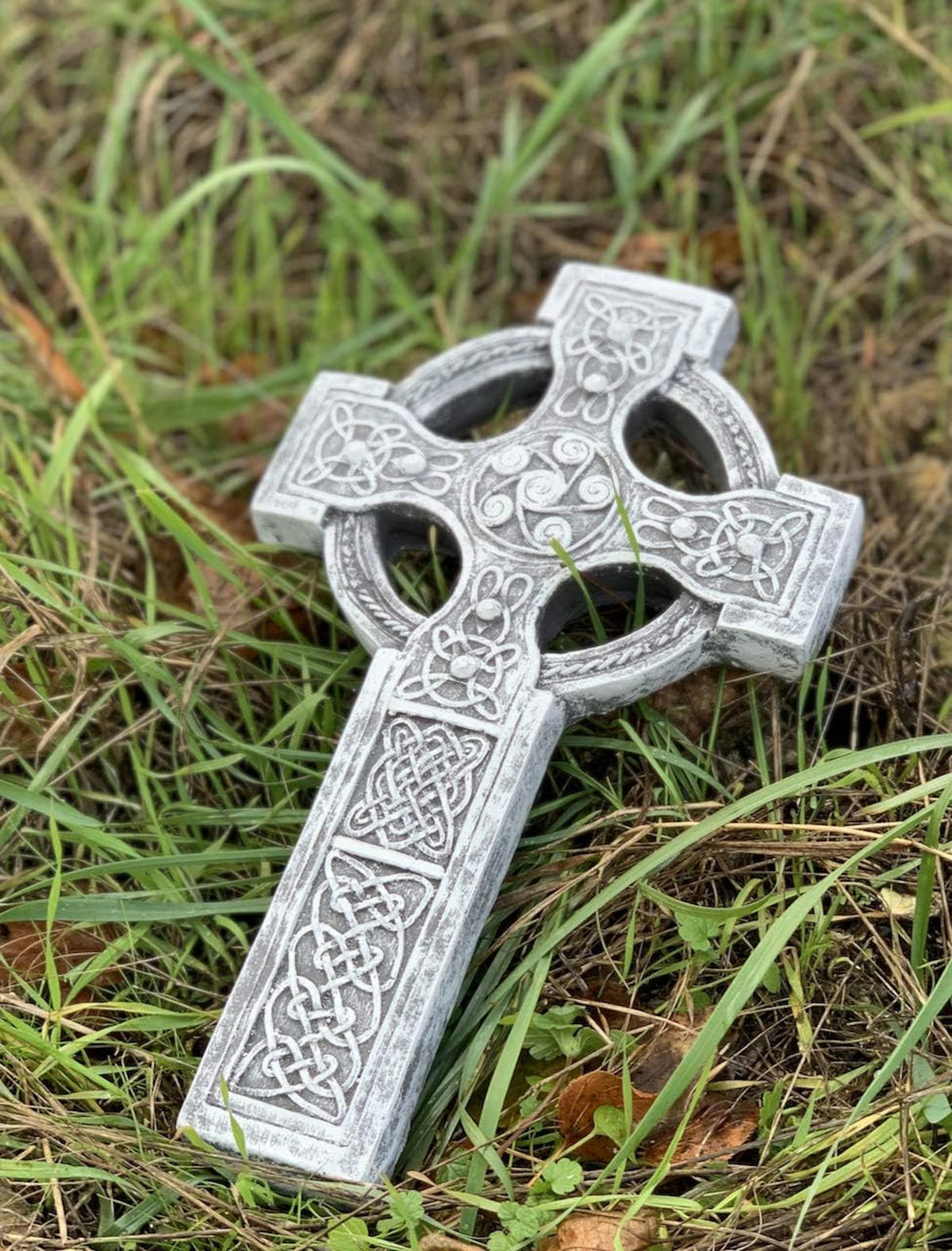 STEINFIGUR keltisches Kreuz frostfest Steinguss - Grau, Stein (18/3/29cm) - stoneandstyle