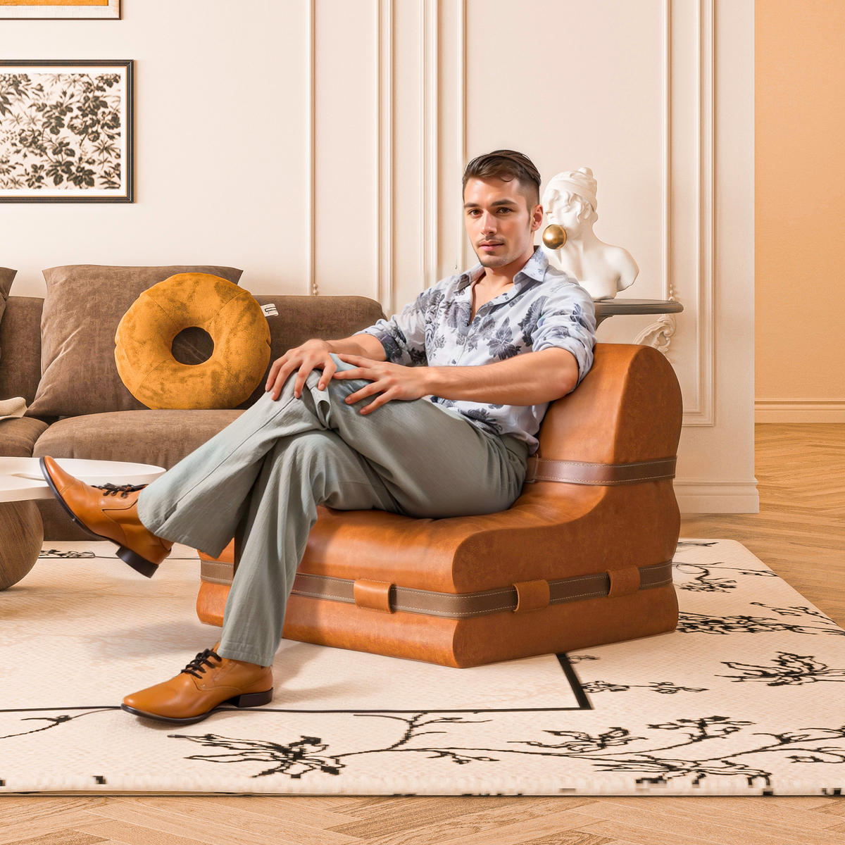 SOFA aus Kunstleder wasserdicht und schmutzabweisend - Braun, Textil (73.5/60/75cm) - Vercart