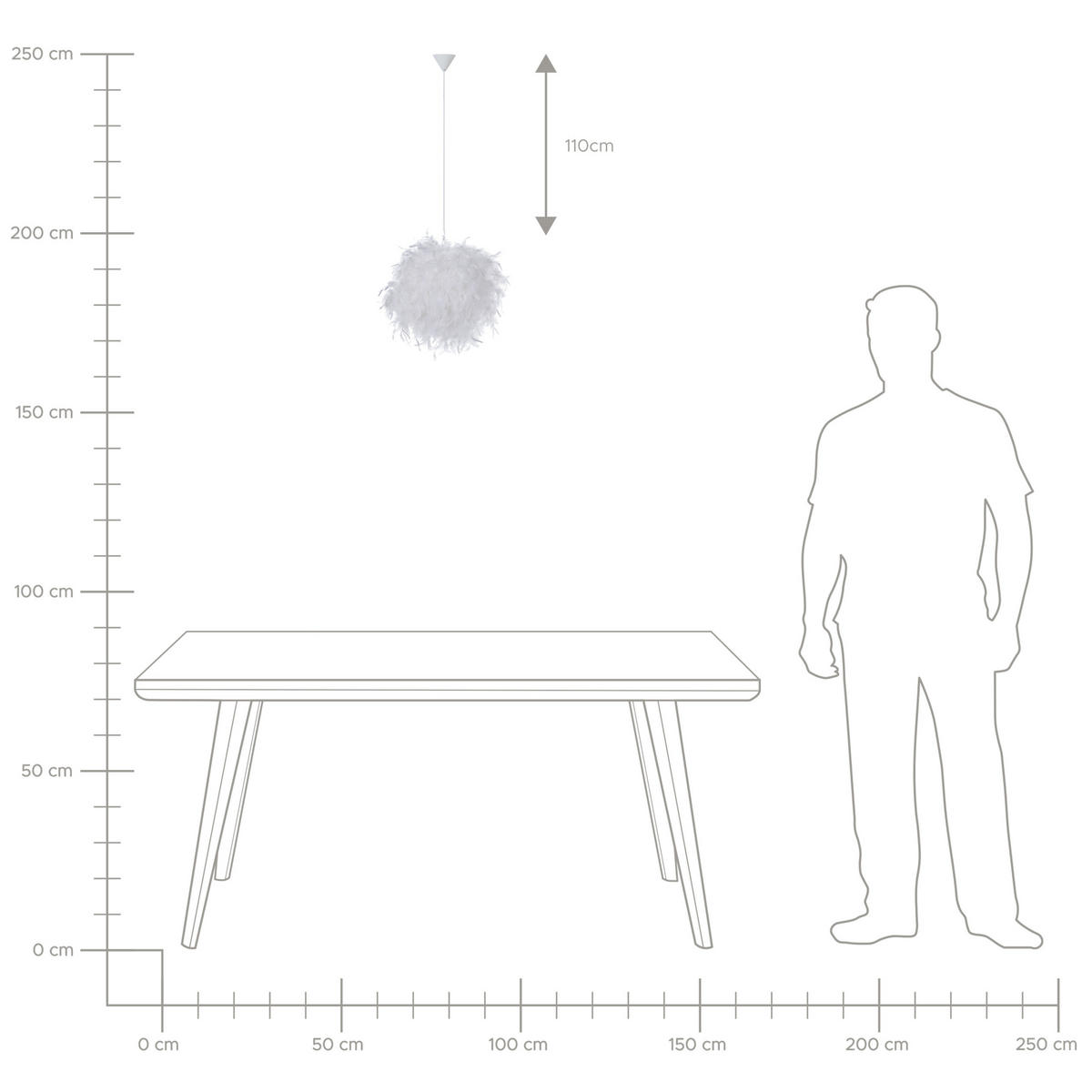 HÄNGELEUCHTE Drava 40/40/154 cm - Weiß, Naturmaterialien (40/40/154cm) - Beliani