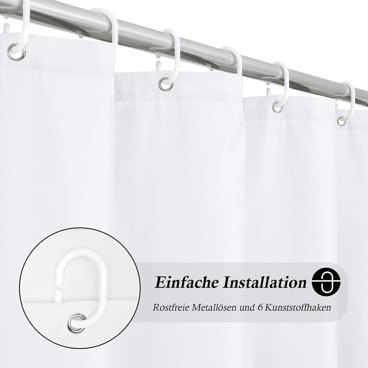 DUSCHVORHANG Weiß 100 x 200 cm - Weiß, Textil (100/200cm)