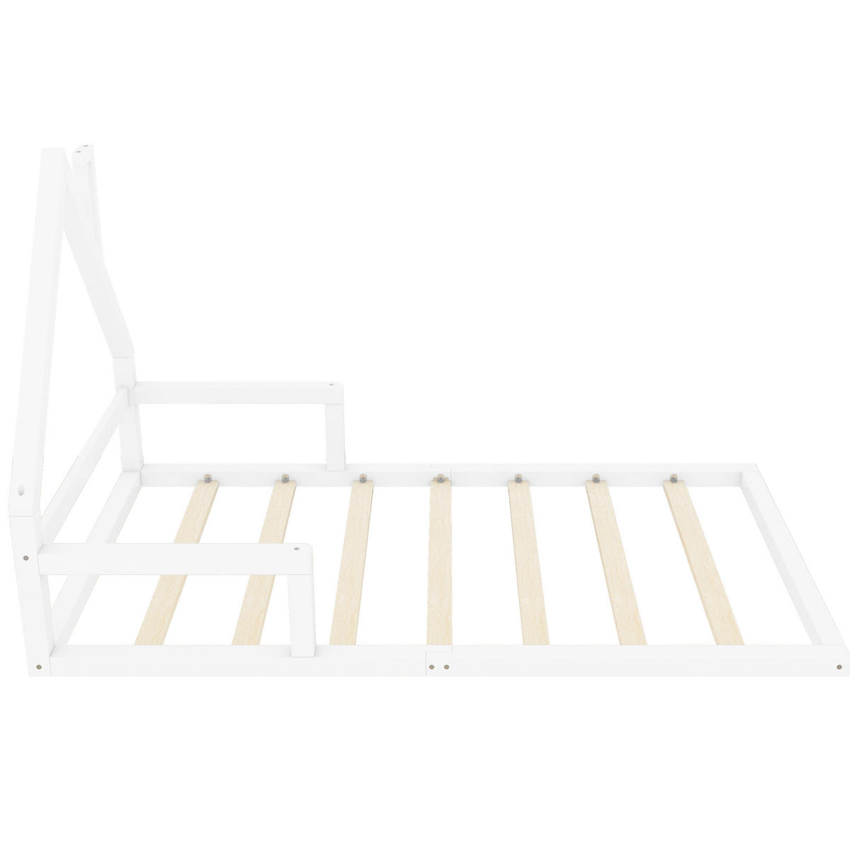 KINDERBETT Kindereinzelbetten 90/200 cm in Hausform aus massivem Kiefer und MDF, Weiß - Weiß, Holzwerkstoff (90/200cm) - Redom