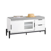 SCHUHBANK Weiß-Schwarz - Weiß, Holzwerkstoff/Metall (110/51/35cm) - SoBuy