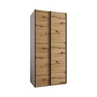 SCHWEBETÜRENSCHRANK 245,5/100/64 2-türig - Schwarz/Eiche Artisan, Holz/Metall (100/245/64cm) - Abiks Möbel