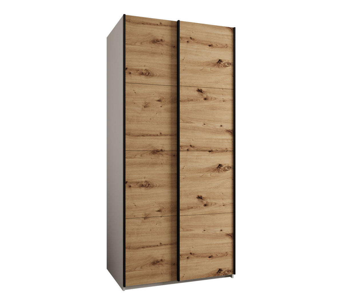 SCHWEBETÜRENSCHRANK 245,5/100/64 2-türig - Schwarz/Eiche Artisan, Holz/Metall (100/245/64cm) - Abiks Möbel