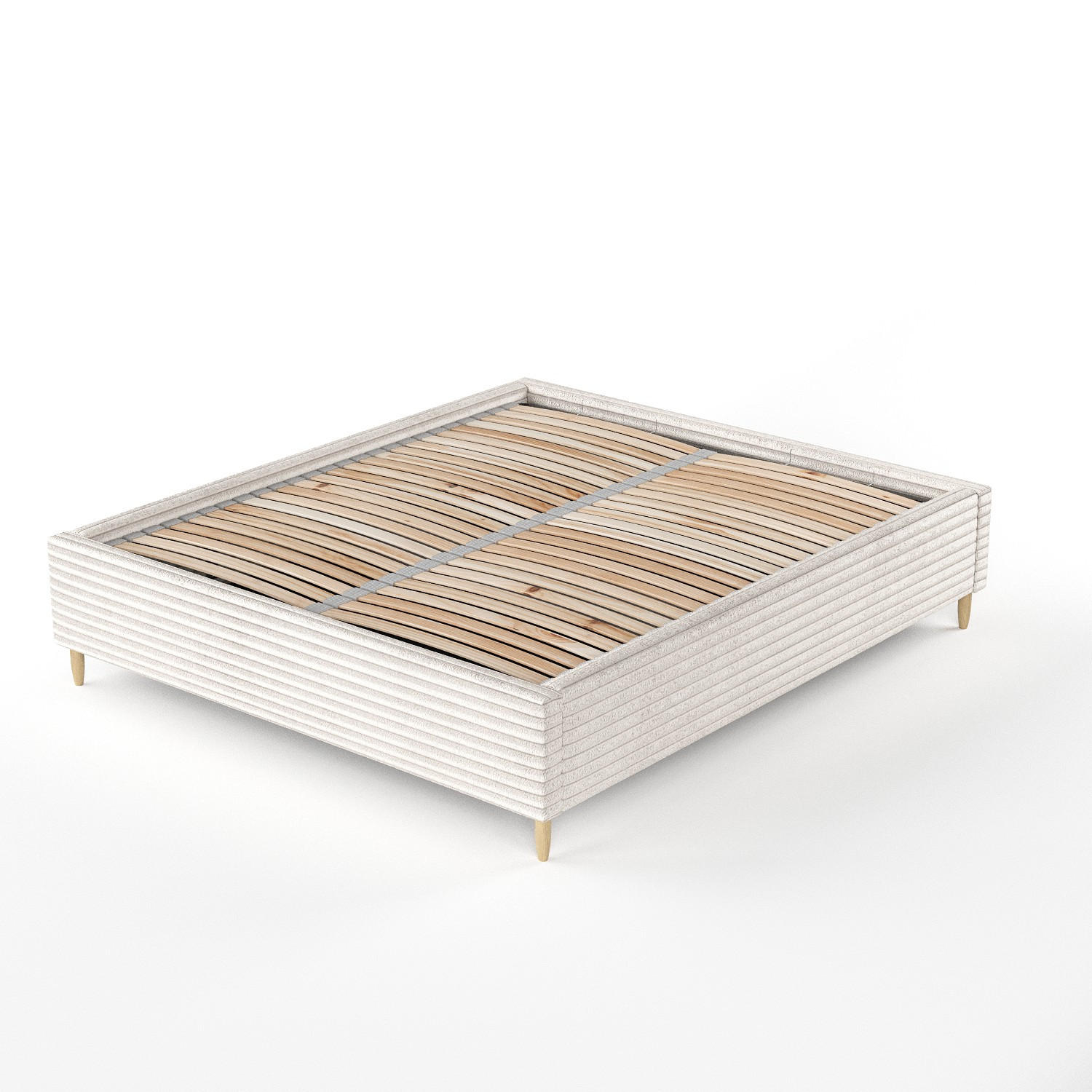 POLSTERBETT Larch Creme 160/200 cm im Samtstoff - Creme/Schwarz, Holz/Holzwerkstoff (160/200cm) - Maison de Reve