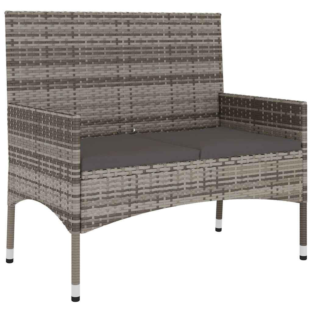 GARTENBANK 2-Sitzer Mit Kissen Grau Poly Rattan - Grau, Kunststoff (90/85/51cm) - vidaXL