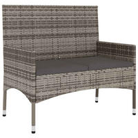GARTENBANK 2-Sitzer Mit Kissen Grau Poly Rattan - Grau, Kunststoff (90/85/51cm) - vidaXL