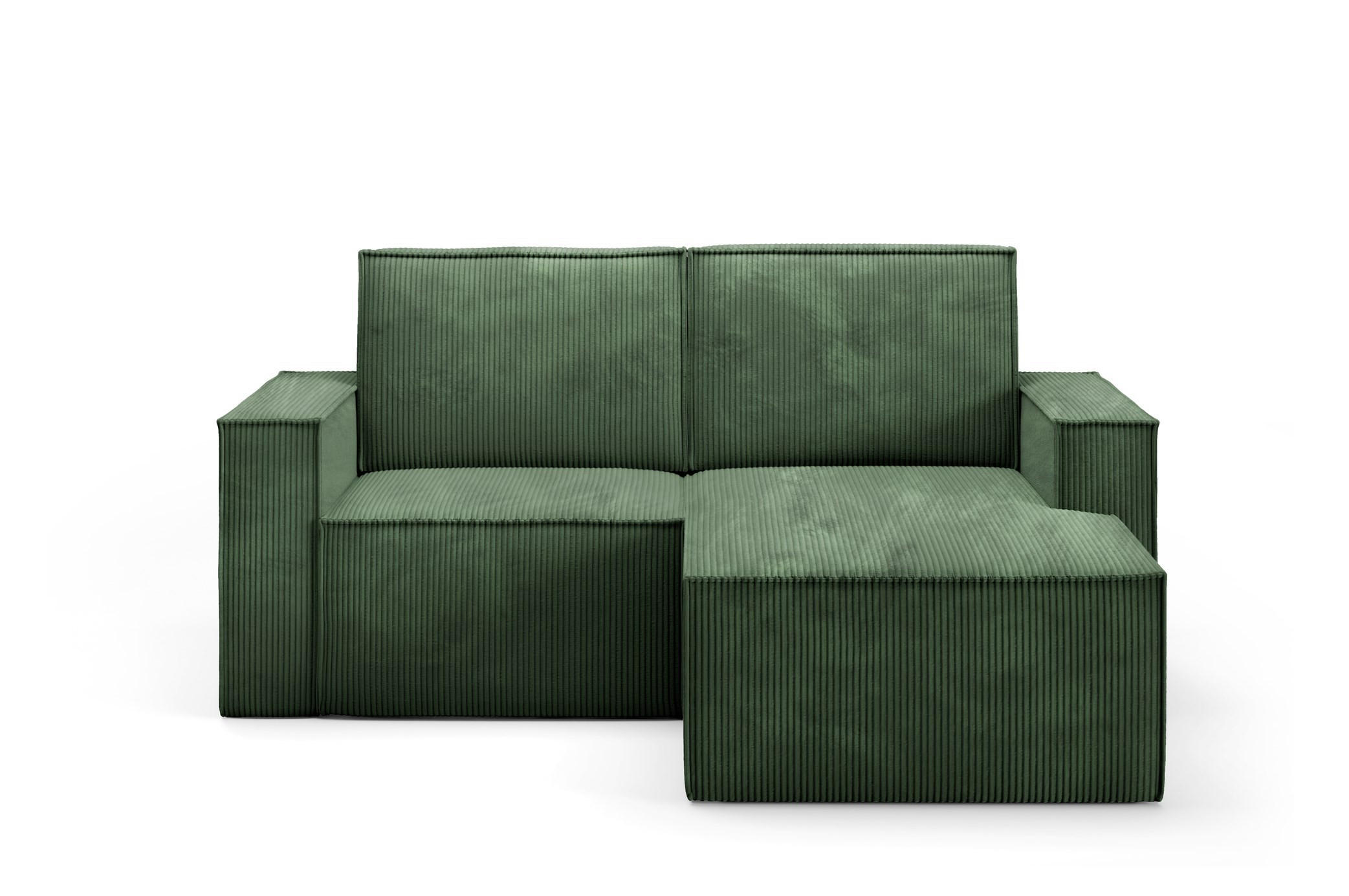 ECKSOFA Orto Grün, Zweisitzer Kordecksofa rechte seite - Grün, Holzwerkstoff/Textil (180/141cm) - Bettso