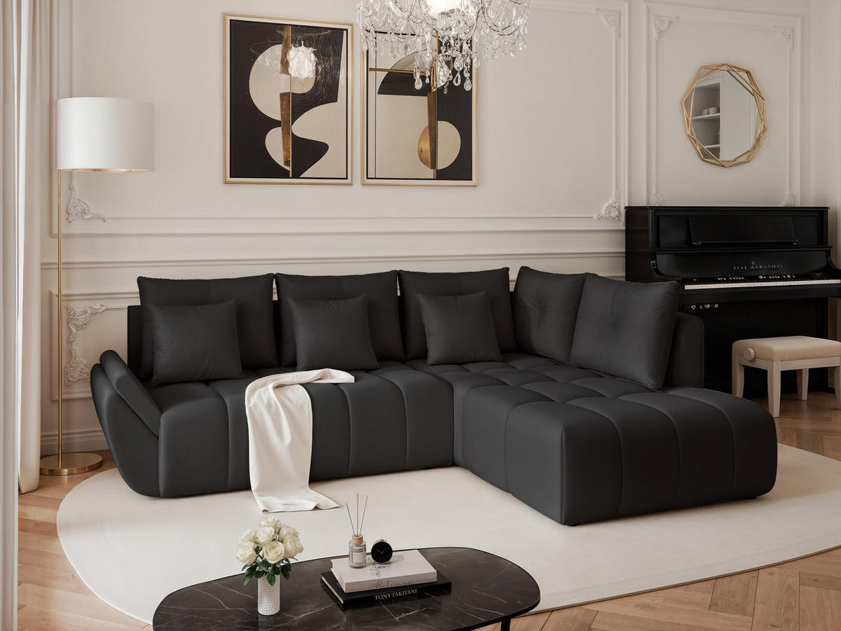 ECKSOFA DOLCE mit Schlaffunktion und Bettkasten Anthrazit - Anthrazit, Holzwerkstoff/Kunststoff (266/190cm) - Idohome