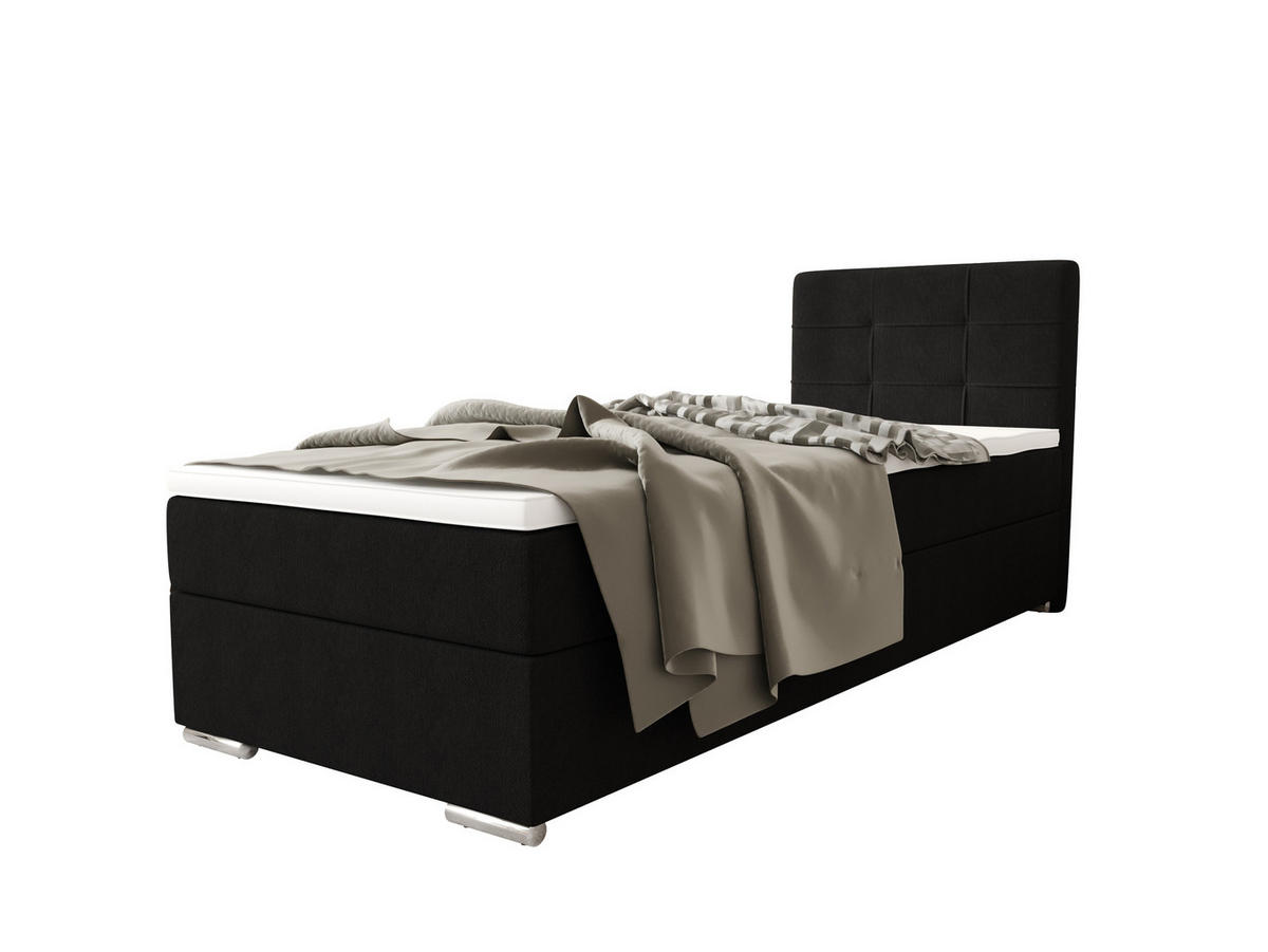 BOXBETT ZILANO 1 mit Matratze H3 und Topper 90x200 Cosmic 100 - Schwarz, Holz/Textil (90/200cm) - Bedante