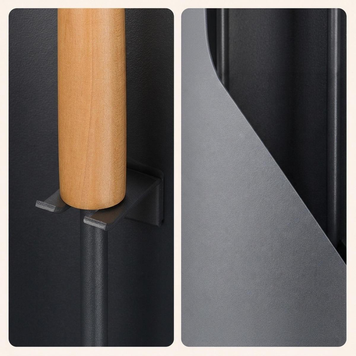 KAMINBESTECK Grau Natur 4-teiliges-Set mit Ständer - Grau, Holz/Metall (20/57/20cm) - Relaxdays