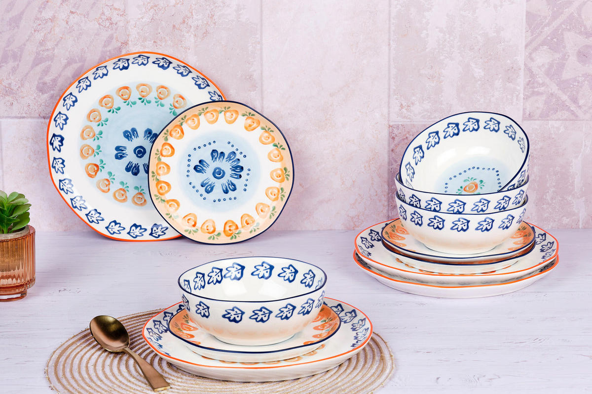 SERVICE Die Essentials Napoli - 12er-Set - Zitrusfrucht - Weiß, Keramik (27.5/2.3/27.5cm) - Björn
