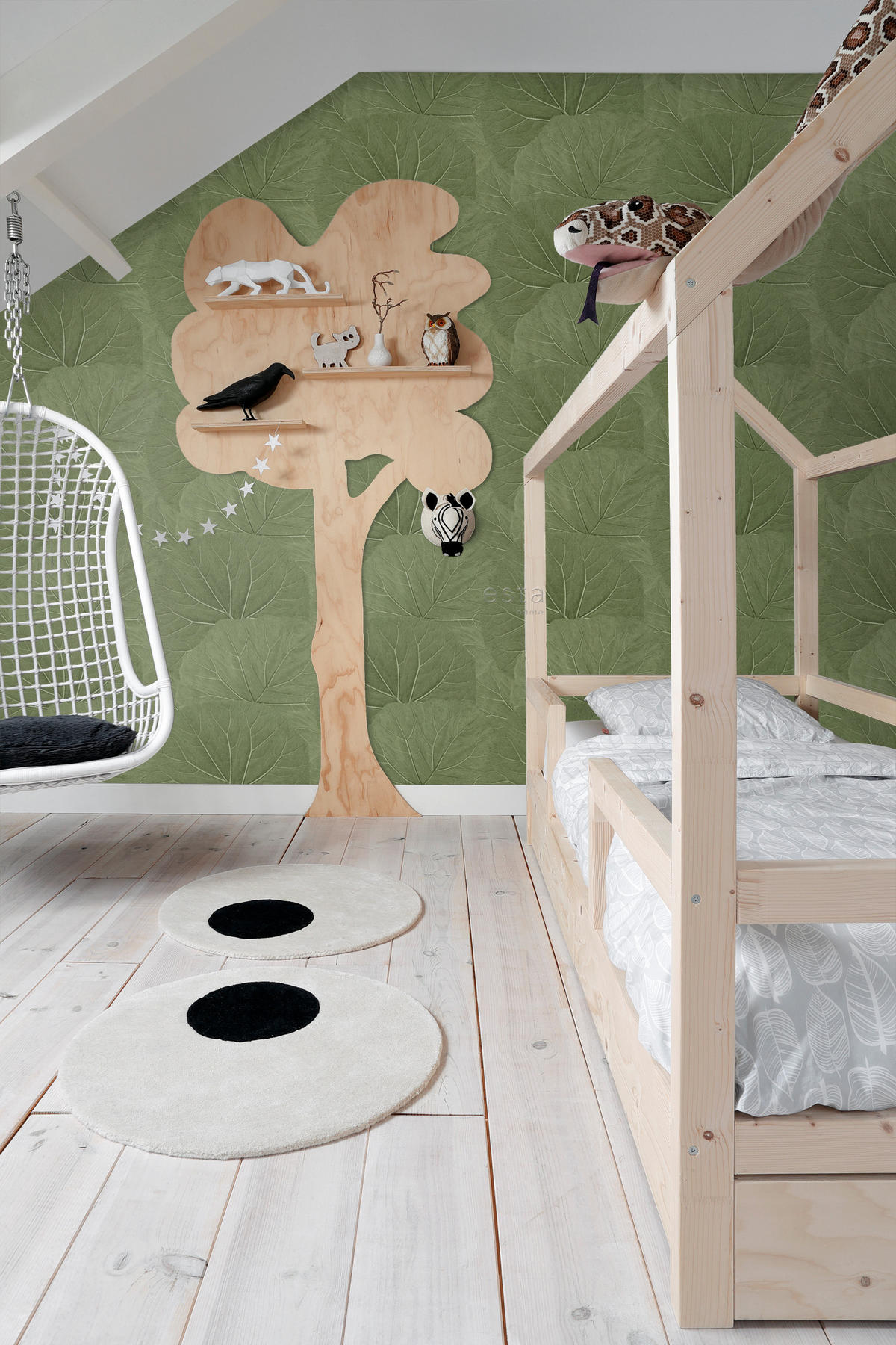 TAPETE große Blätter 53 cm x 10.05 m - Grün, Papier (53/1000cm) - ESTAhome