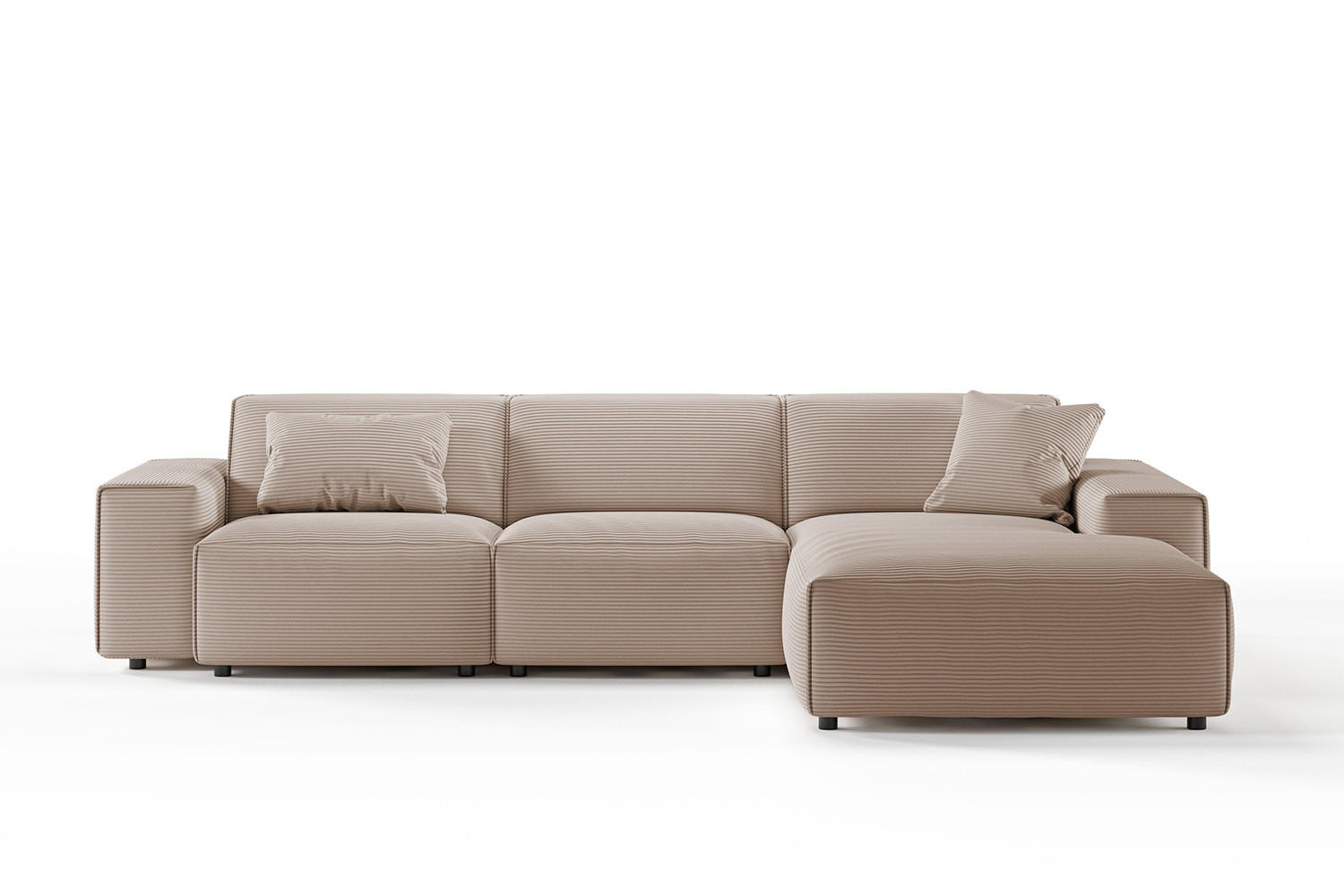 ECKSOFA RANI Taupe Cord - Taupe/Schwarz, Kunststoff/Textil (299/189cm) - KAWOLA