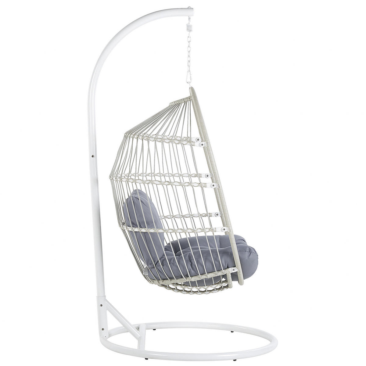 HÄNGESESSEL mit Gestell PE Rattan/Flechtseil weiß 102 cm Alba - Weiß, Kunststoff (102/200/102cm) - Beliani