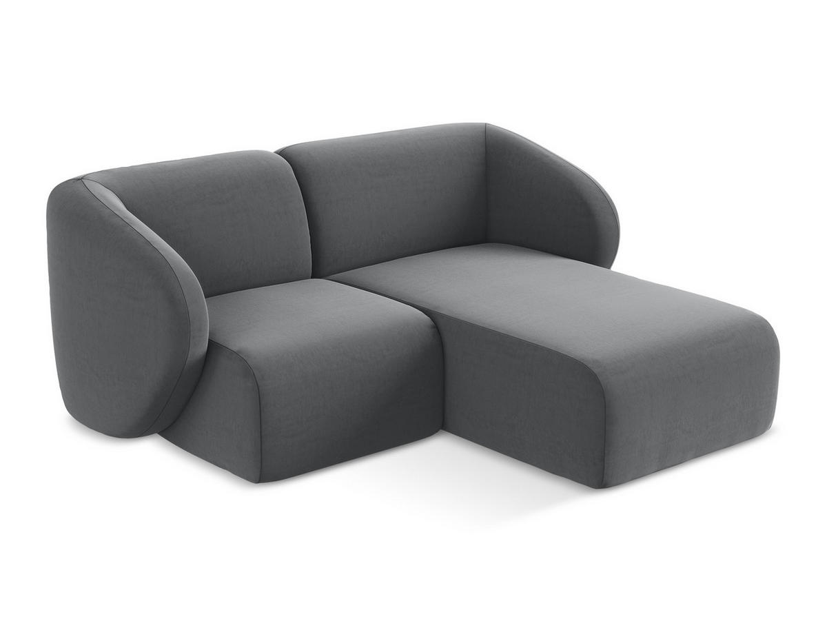 ECKSOFA Rechts Samt Stoff Grau - Edelstahlfarben/Schwarz, Holzwerkstoff/Kunststoff (178/166cm) - Makamii