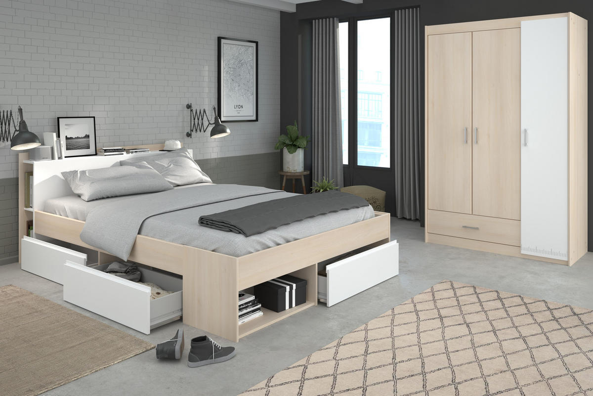 JUGENDZIMMER Most 71 in Akazie und Weiß 2teilig von Parisot Kinderzimmer Komplett Set - Braun, Holzwerkstoff (120/200/80cm)