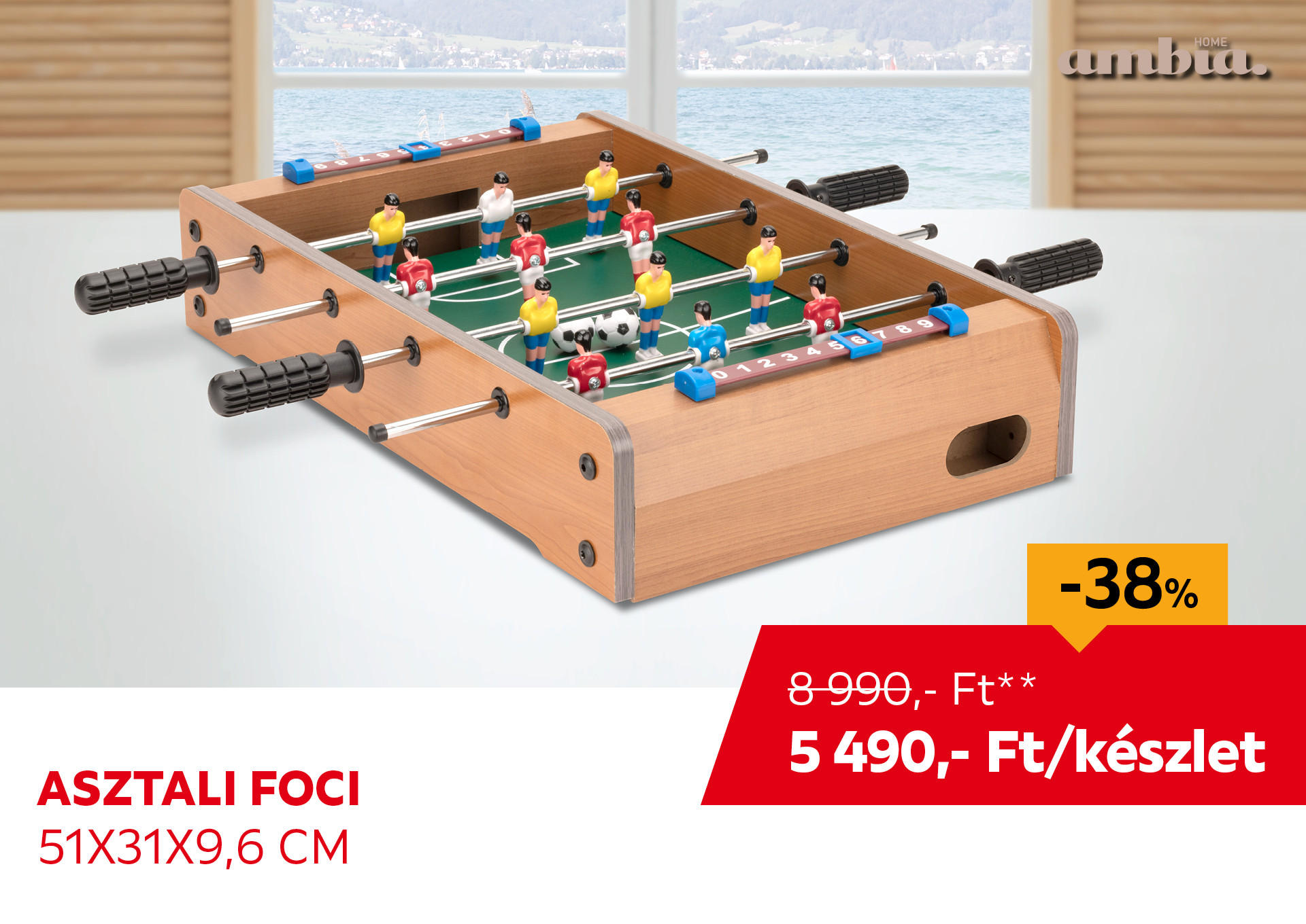 Asztali foci, 51 x 31 x 9,6 cm Kiemelt termék 8990 Ft.- helyett 5490 Ft.-