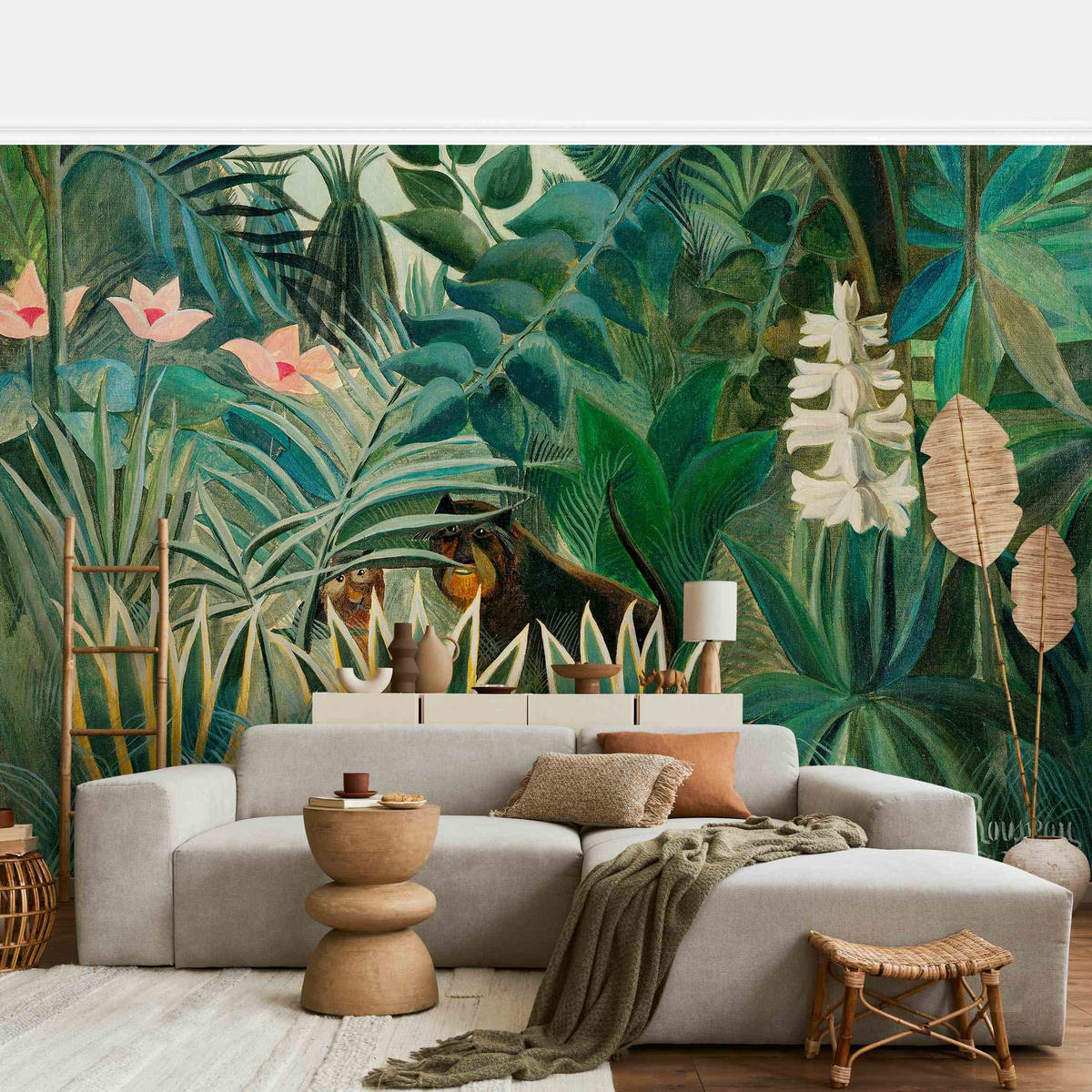 FOTOTAPETE Henri Rousseau - Dschungel am Äquator 432/290 cm - Türkis, Papier (432/290cm) - Bilderwelten