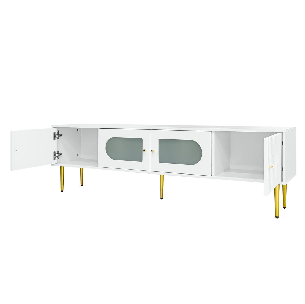 TV-BOARD aus Spanplatte 170x35x50 cm Weiß mit Kabelmanagement und geräuschlosen Scharnieren - Weiß, Holzwerkstoff (140/38/38cm) - Modfu