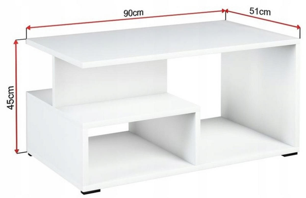 COUCHTISCH PRIMA EX3 Weiß 90/51/45 cm - Weiß, Holzwerkstoff (51/90/45cm) - Matkam Möbel
