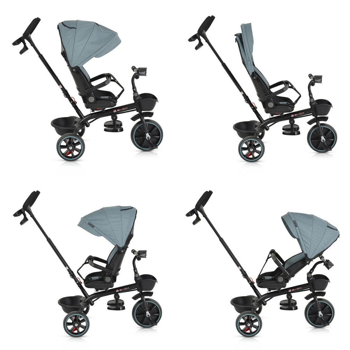 DREIRAD Tricycle Summer blau Fußstütze klappbar, Musik, Becherhalter, Körbe - Blau, Metall (75/52/110cm)