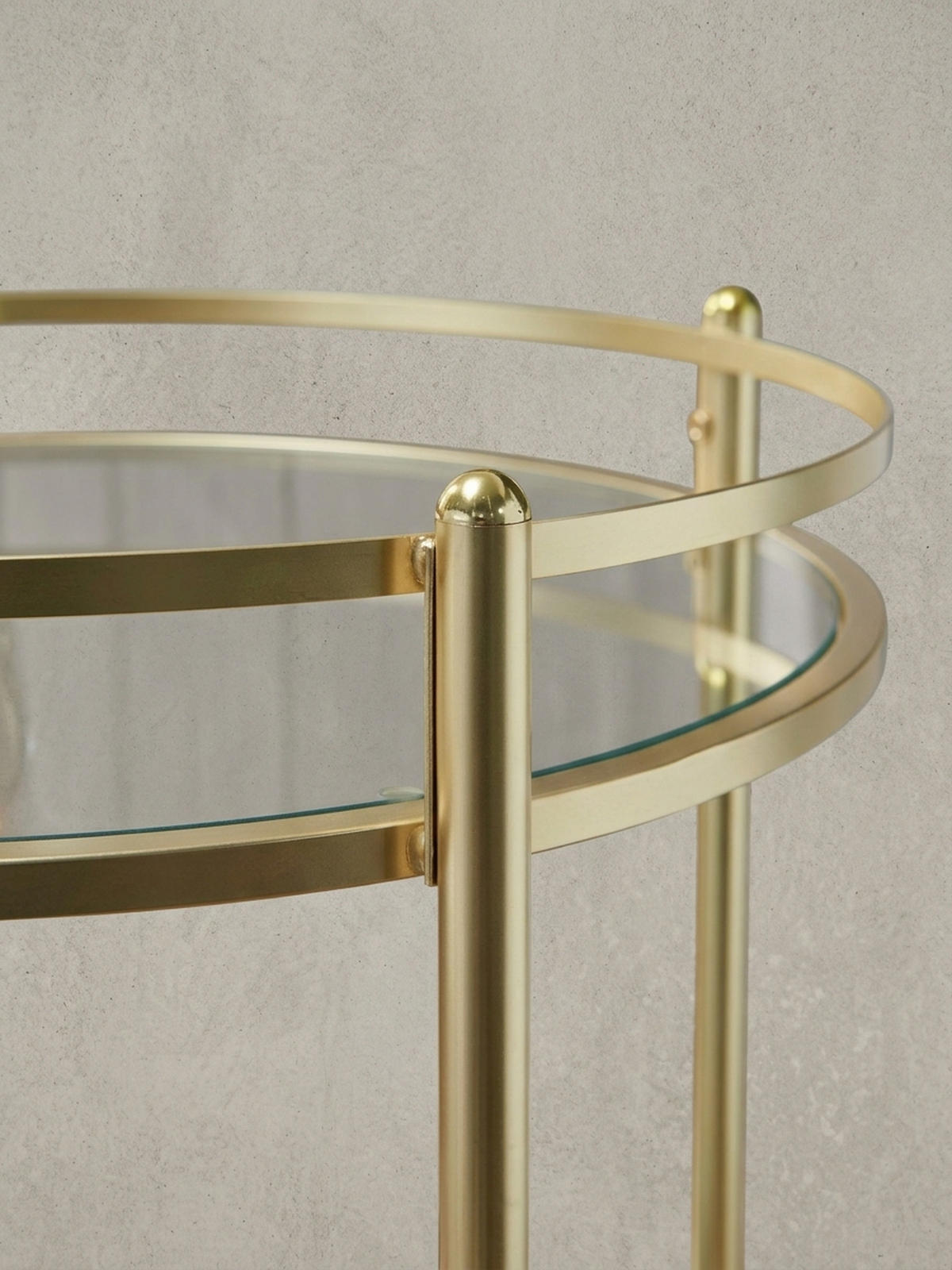 SERVIERWAGEN – Gold, Sicherheitsglas, auf Rollen - Goldfarben, Glas/Metall (57/75/57cm) - KADIMA DESIGN