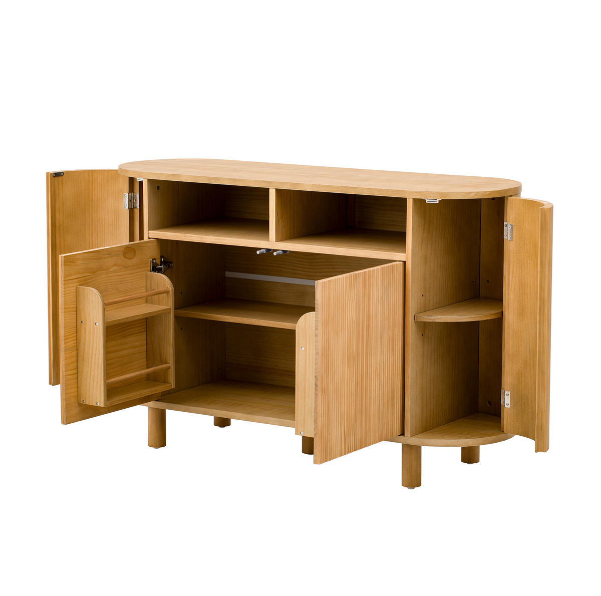 KOMODA 120/38/77 cm prirodna od MDF-a s podesivim policama i zaobljenim pretincem - prirodne boje, drvni materijal (120/77/38cm) - OKWISH