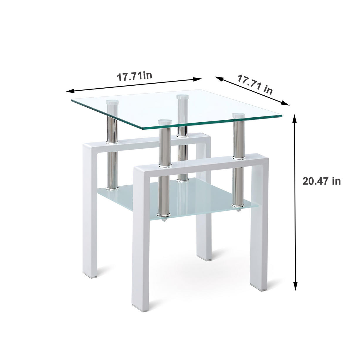 BEISTELLTISCH 2er-Set Weiß/Transparent Sicherheitsglas mit 2 Ablagen - Transparent, Glas (45/45/52cm)