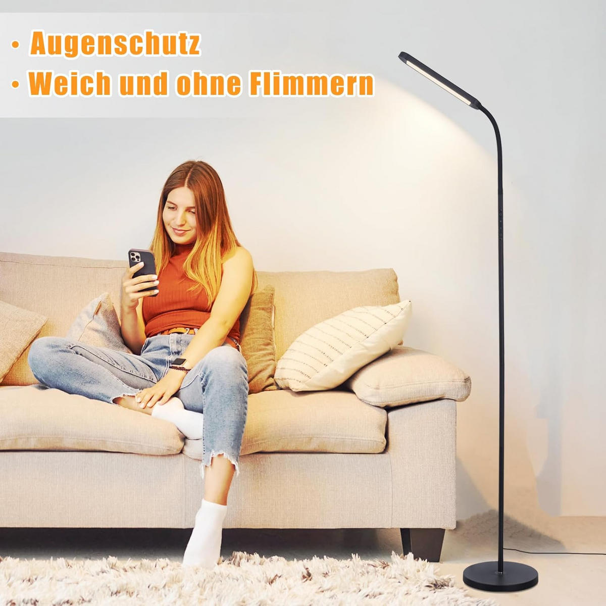 STEHLAMPE Alwin 6.0/137.1/6.0 cm - Schwarz, Metall (6/6/137.1cm) - ZMH