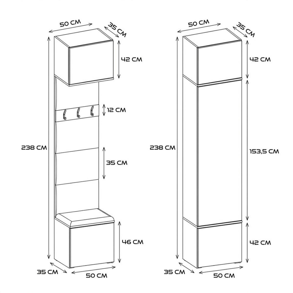 DULAP PENTRU HOL modern, set de dulapuri: dulap pentru haine și dulap pentru pantofi din stejar Sonoma 150/238/35 - stejar Sonoma, compozit lemnos (150/238/35cm) - RAUMHIRSCH FURNITURE