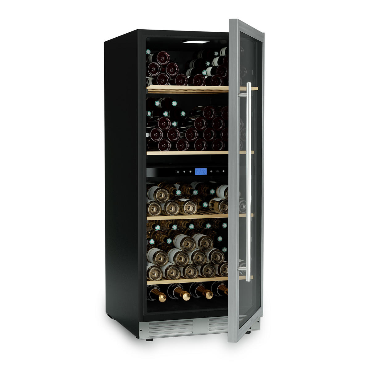 WEINKÜHLSCHRANK CAVCED149 Schwarz und Silber, 149 Flaschen , Kapazität 325L, 2 Temperaturzonen, Edelstahl, Anti-UV, LED - Schwarz, Metall (59.5/140/69.5cm) - Les Petits Champs