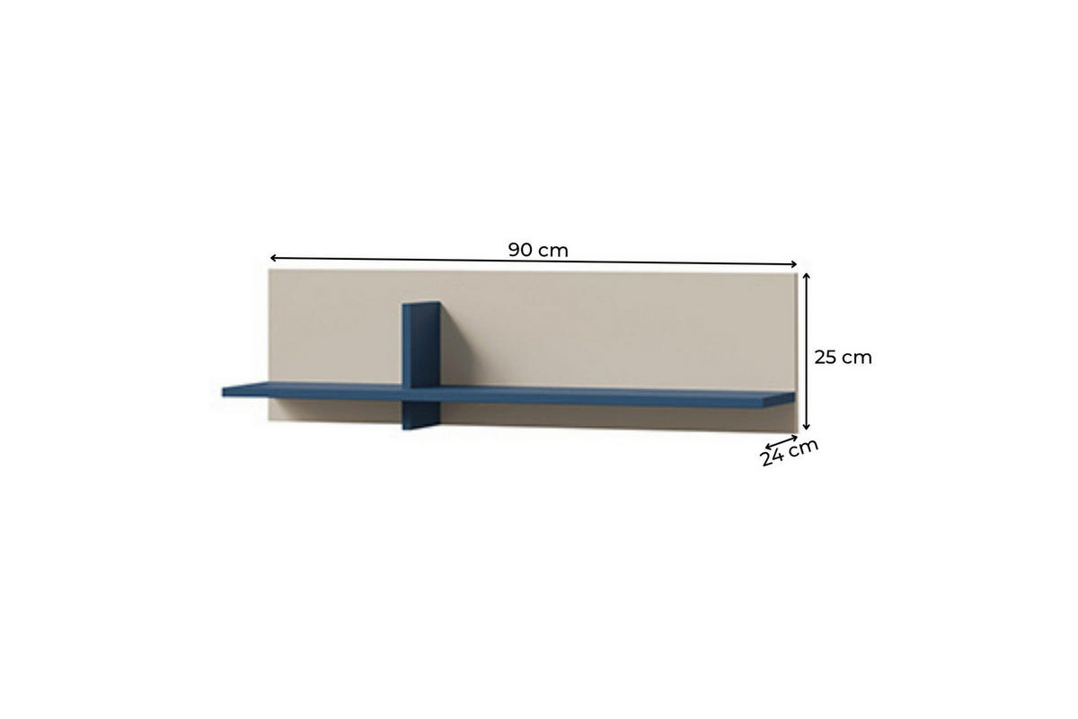 WANDREGAL LIMA 16 90/25/24 cm in Kaschmir/Meeresblau - Kaschmir/Blau, Holzwerkstoff (90/25/24cm) - Deine Möbel 24