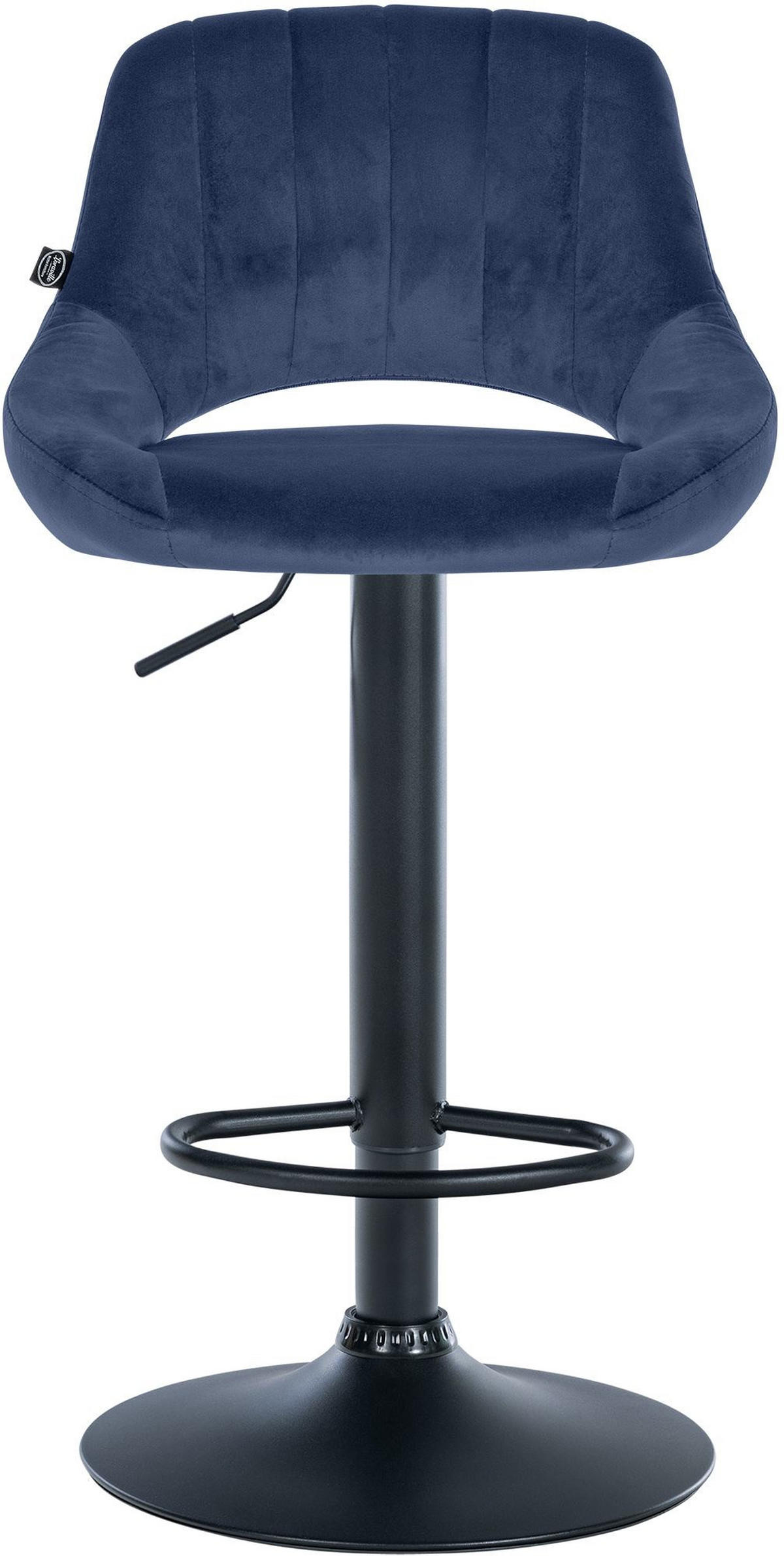 BARHOCKER 2er Set Samt blau - Blau/Schwarz, Textil (47/85/48cm) - CLP