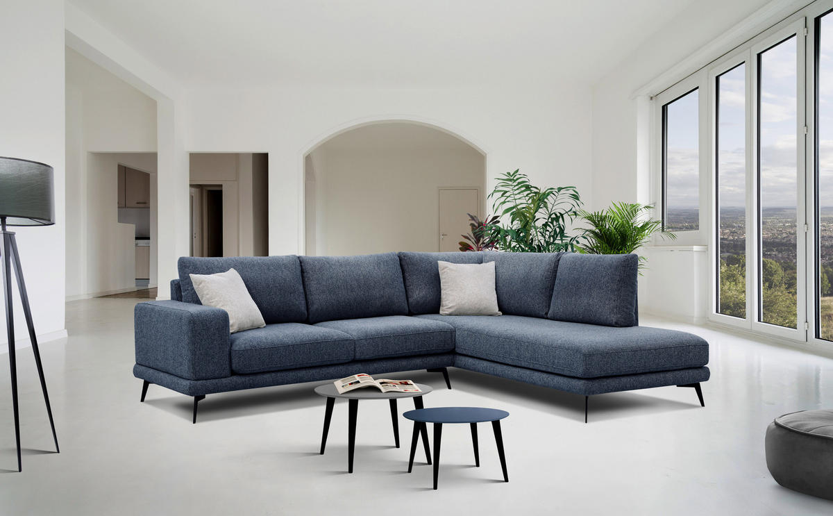 ECKSOFA MEDIOLANE 5-Sitzer, dunkelblau - Dunkelblau, Holzwerkstoff/Textil (282/219cm) - Courtois Laville